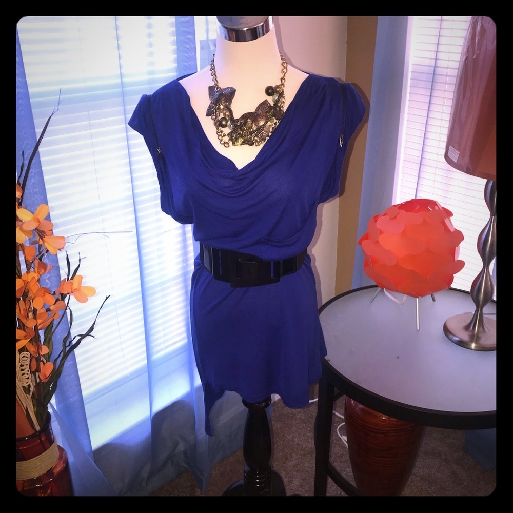 Umgee | Royal Blue Short Sleeve Hi-Lo Top​